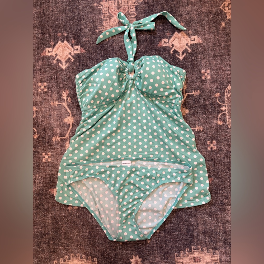 Oh Baby by Motherhood Green Polka Dot Swimsuit